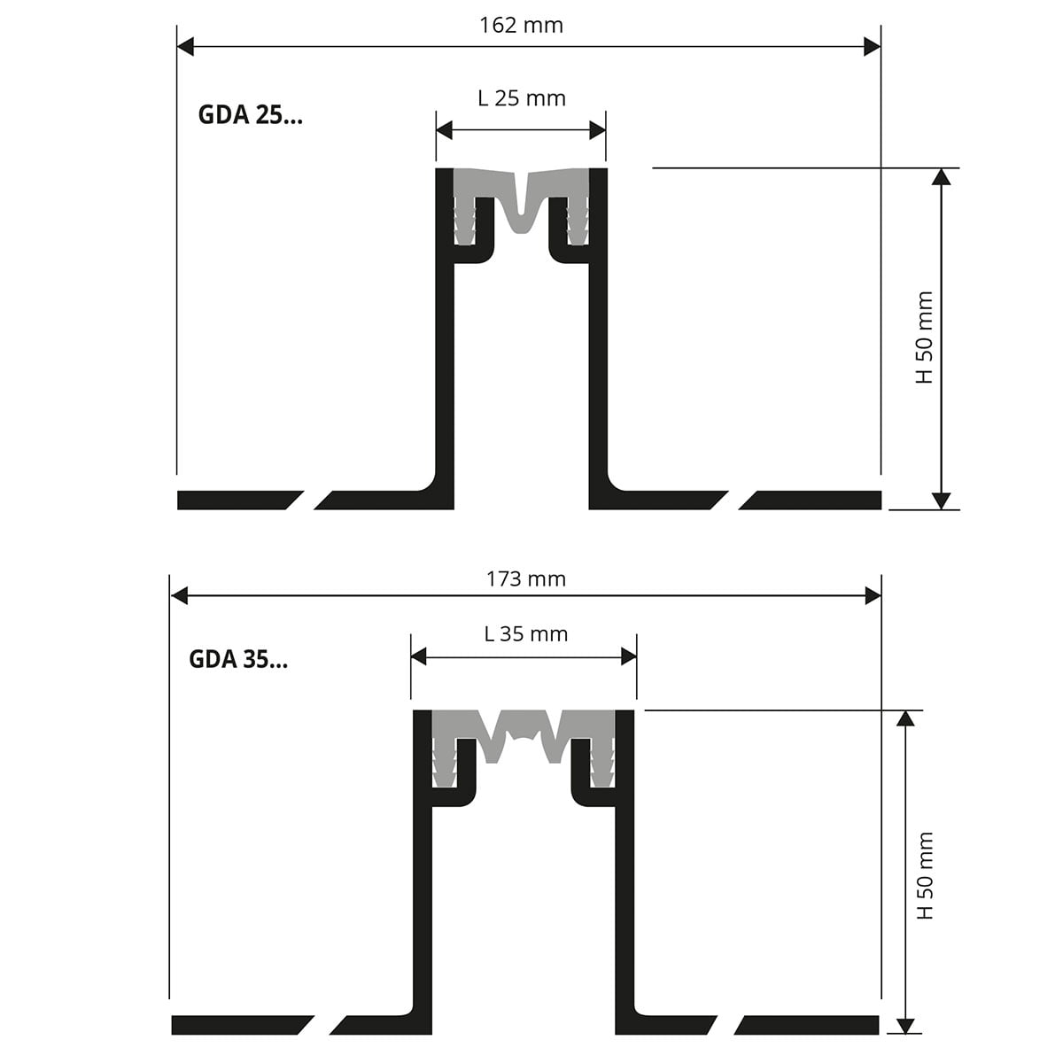 Dilatatieprofielen GDA 25-35 tekening