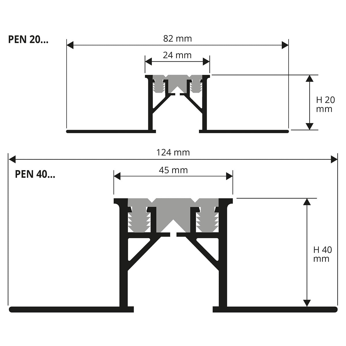 Tekeningen Proexpan dilatatieprofielen