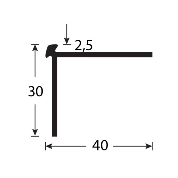 Dubbele rand trapprofiel 2,5mm tekening