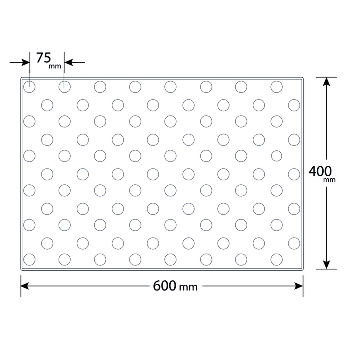 Tekening podotactiele tegel 400x600