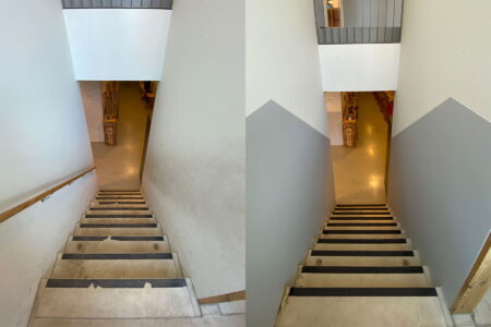 Voor en na installatie Mapro Beatrix school Haarlem